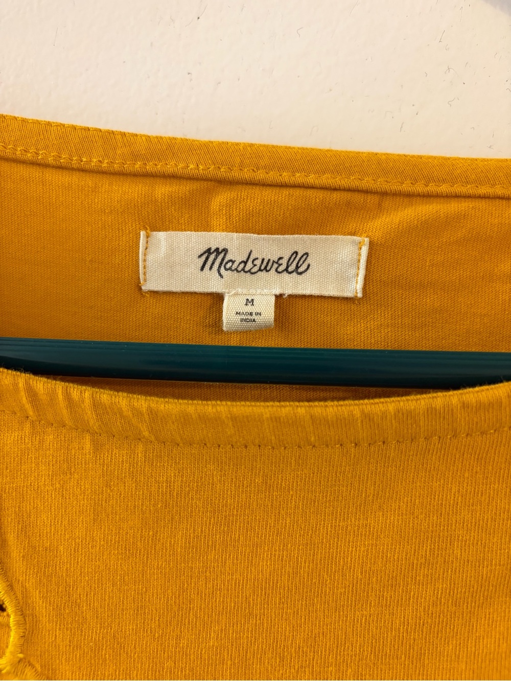 Women's Mustard Yellow Butterfly Cutout Short Sleeve Top - Picture 5 of 15